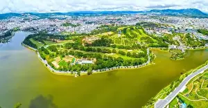 Residential District Prints: Aerial view of Da Lat city beautiful tourism destination in central highlands Vietnam