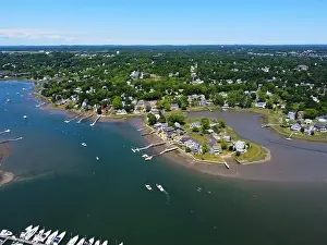 American United Prints: Aerial view of Danvers Fosters Point at the bank of Crane River in city of Danvers