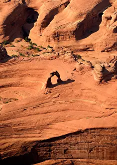 Aerial Shot Prints: Aerial view of Delicate Arch, Arches National Park