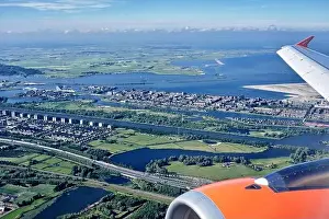 Aerial view of Diemenpolder, Rieteilanden with Ijmeer and Broek in Waterland in the distance