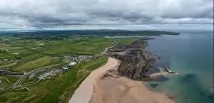 Trump Prints: Aerial view of Doughmore Bay and Beach with the Trump International Golf Club hotel and golf course