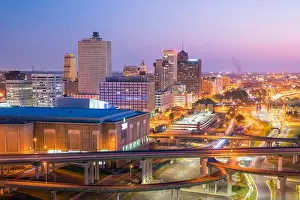 Mississippi Prints: Aerial view of downtown Memphis skyline in Tennessee, USA