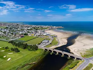 Seafront Prints: Aerial view from drone of Banff on Moray Firth coast in Aberdeenshire, Scotland, UK