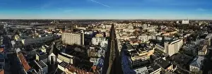 Lithuanian Prints: Aerial view of drone flight over Laisves aleja (Liberty Boulevard) in Kaunas Lithuania