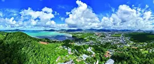 Marina Bay Prints: Aerial view drone photography High angle view of Phuket city near the sea