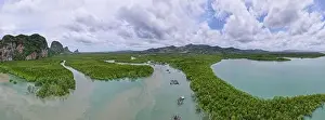 Blue Hill Prints: Aerial view drone shot of beautiful nature landscape forest in the sunny day