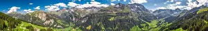 Glarus Prints: Aerial view of Elm village and Swiss mountains - Piz Segnas