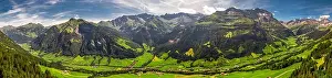 Aerial view of Elm village and Swiss mountains - Piz Segnas