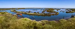 Turism Prints: Aerial View of esteiro da Tojeira near the Aveiro Lagoon at Murtosa, Aveiro, Portugal
