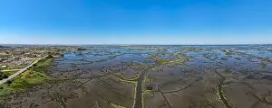 Turism Prints: Aerial View of esteiro da Tojeira near the Aveiro Lagoon at Murtosa, Aveiro, Portugal