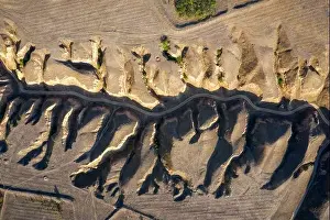 Aerial view on famous in Ukraine Kherson Grand Canyon or Kherson mountains or Stanislav Hills near Stanislav village