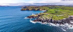 Donegal Prints: Aerial View of Fanad Head Lighthouse County Donegal Lough Swilly and Mulroy Bay