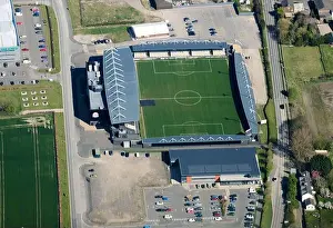 North West England Prints: An aerial view of Mill Farm, the stadium of AFC Fylde