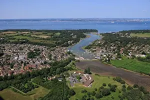 Aerial view of Fishbourne and the town of Wootton Bridge overlooking Wootton Creek on the Isle of Wight