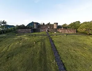 Green Forest Prints: Aerial view of Fort Belgica With Banda Neira ocean In Background
