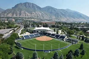 Ncaa Prints: An aerial view of Gail Miller Field at Miller Park on the campus of Brigham Young University