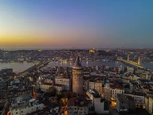 Istanbul Bridge Prints: Aerial view of Galata Tower of istanbul Turkey