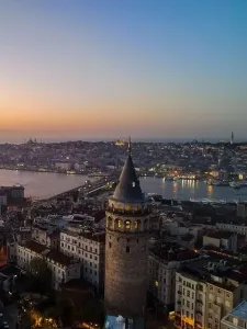Istanbul Bridge Prints: Aerial view of Galata Tower of istanbul Turkey