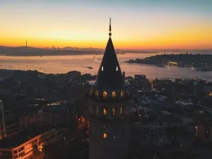 Istanbul Bridge Prints: Aerial view of Galata Tower of istanbul Turkey