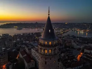 Istanbul Bridge Prints: Aerial view of Galata Tower of istanbul Turkey