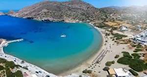 Siros Prints: Aerial view of Galissas beach at the west coast of Syros island