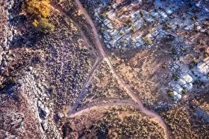 Bryce Prints: Aerial view on the geological structures around the Arches National Park and a blm campsite in Utah