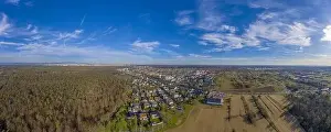 Aerial view on the German village of Moerfelden-Walldorf close to Frankfurt