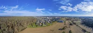 Aerial view on the German village of Moerfelden-Walldorf close to Frankfurt during daytime