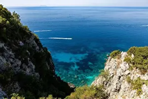 Bunker Prints: Aerial view of Gjipe beach on the Adriatic coast - white sand