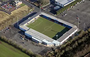 Ariel Prints: aerial view of Glanford Park football stadium, home of Scunthorpe United FC
