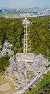 Golden Light Prints: Aerial view of the golden big buddha in Shangfang Mountain in Suzhou, China