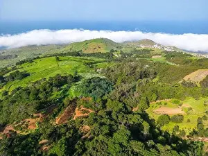 Villa De Valverde Prints: Aerial View at Green Volcanic Hills near Villa de Valverde at El Hierro Island