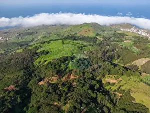 Villa De Valverde Prints: Aerial View at Green Volcanic Hills near Villa de Valverde at El Hierro Island