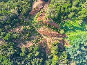 Villa De Valverde Prints: Aerial View at Green Volcanic Hills near Villa de Valverde at El Hierro Island