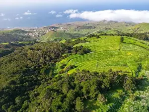Villa De Valverde Prints: Aerial View at Green Volcanic Hills near Villa de Valverde at El Hierro Island
