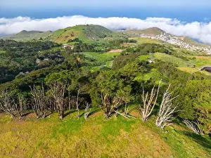 Villa De Valverde Prints: Aerial View at Green Volcanic Hills near Villa de Valverde at El Hierro Island