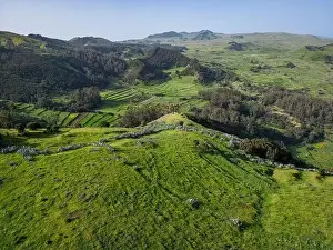 Villa De Valverde Prints: Aerial View at Green Volcanic Hills near Villa de Valverde at El Hierro Island