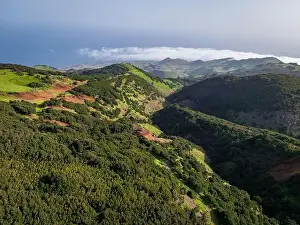 Villa De Valverde Prints: Aerial View at Green Volcanic Hills near Villa de Valverde at El Hierro Island