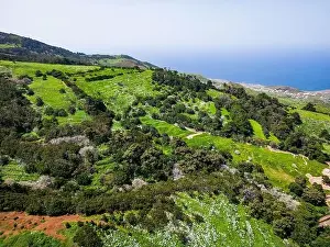 Villa De Valverde Prints: Aerial View at Green Volcanic Hills near Villa de Valverde at El Hierro Island