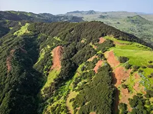 Villa De Valverde Prints: Aerial View at Green Volcanic Hills near Villa de Valverde at El Hierro Island