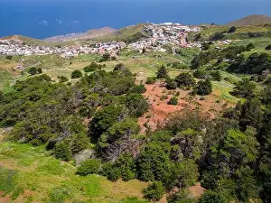 Villa De Valverde Prints: Aerial View at Green Volcanic Hills near Villa de Valverde at El Hierro Island