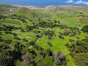 Villa De Valverde Prints: Aerial View at Green Volcanic Hills near Villa de Valverde at El Hierro Island