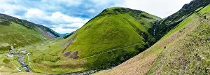 Mares Prints: Aerial view of The Grey Mare's Tail, a waterfall near Moffat, Scotland