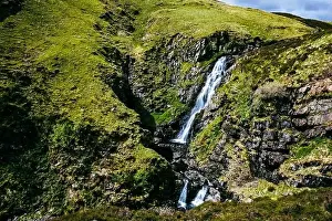 Mares Prints: Aerial view of The Grey Mare's Tail, a waterfall near Moffat, Scotland