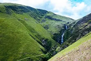Torrent Prints: Aerial view of The Grey Mare's Tail, a waterfall near Moffat, Scotland