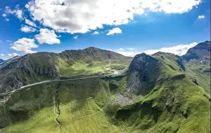 Tirol Prints: Aerial view of Grossglockner serpentine Taxenbacher Fusch high alpine road uphill in Austria