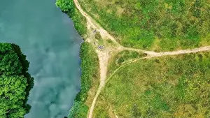 Natural Condition Prints: Aerial view of Guildford Riverside Nature Reserve Surrey England Europe