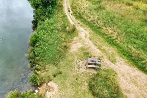 Natural Condition Prints: Aerial view of Guildford Riverside Nature Reserve Surrey England Europe