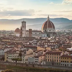 Aerial view on hart of Florence city and the cathedral of Santa Maria del Fiore