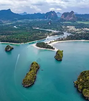 Island Paradise Prints: Aerial view of Hat Noppharat Thara Mu Ko Phi Phi National Park, Ao Nang, Krabi, Thailand